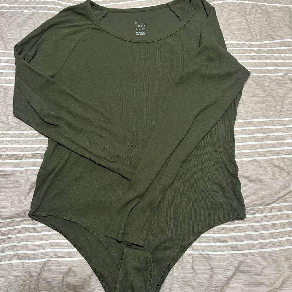 Olive Green Long Sleeve Bodysuit NWOT